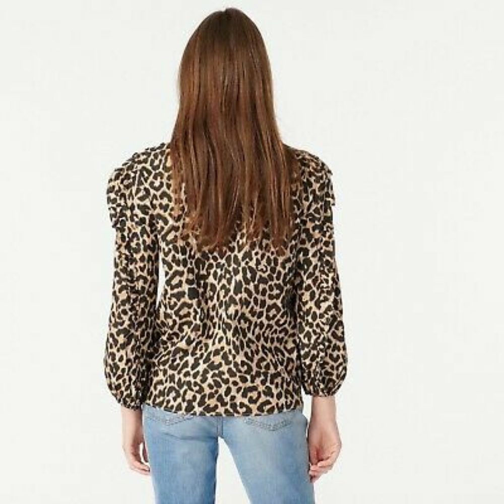 🆕️J. CREW Ruffle Sleeve Leopard Top🆕️ - Picture 6 of 13